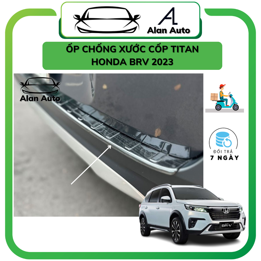 Ốp chống trầy cốp xe Honda BRV 2023, Mẫu hợp kim Titan,Chống xước, chống trượt hiệu quả