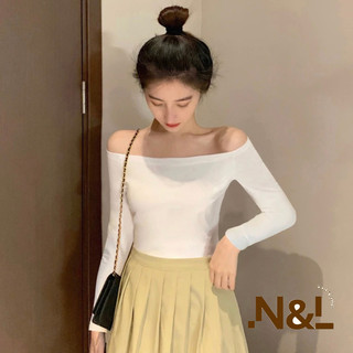 Áo Trễ Vai màu sắc Trắng Đen, Áo Tay Dài Thun Tăm thu đông ôm sát body hợp với đi dạo cực kì sexy, sang chảnh, quý phái