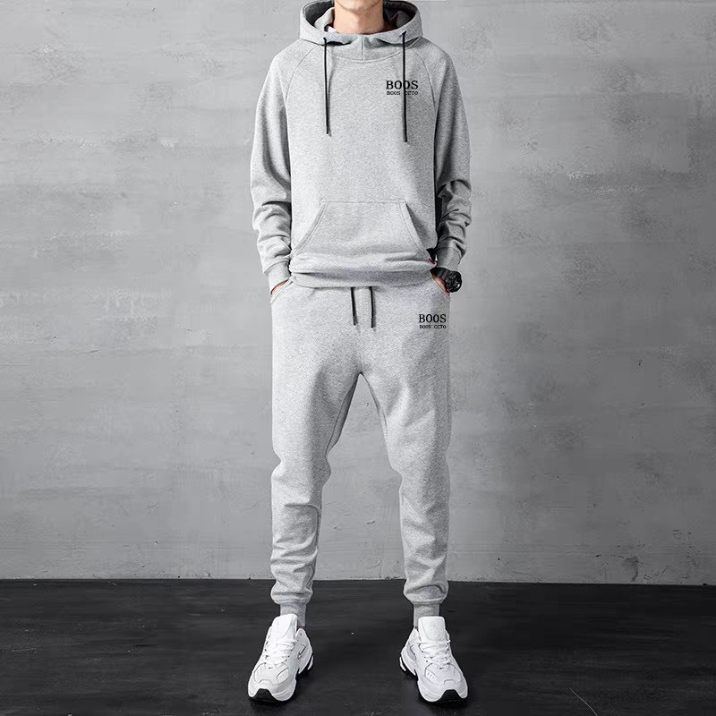 Bộ Nỉ Thể Thao Hoodie Phối Hoạ Tiết Boos Sành Điệu, Chất Liệu Cotton Ngoại Mềm Mịn Thấm Hút Mồ Hôi Cực Tốt