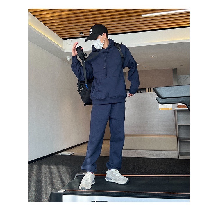 Bộ Nỉ Thể Thao Hoodie Phối Hoạ Tiết Mũ Sành Điệu, Chất Liệu Cotton Ngoại Mềm Mịn Thấm Hút Mồ Hôi Cực Tốt