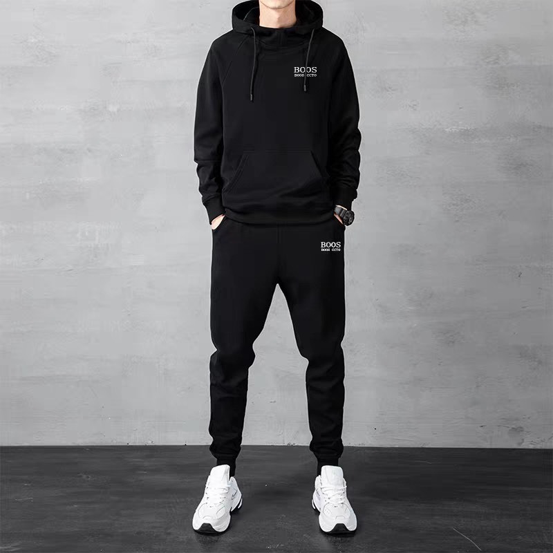 Bộ Nỉ Thể Thao Hoodie Phối Hoạ Tiết Boos Sành Điệu, Chất Liệu Cotton Ngoại Mềm Mịn Thấm Hút Mồ Hôi Cực Tốt