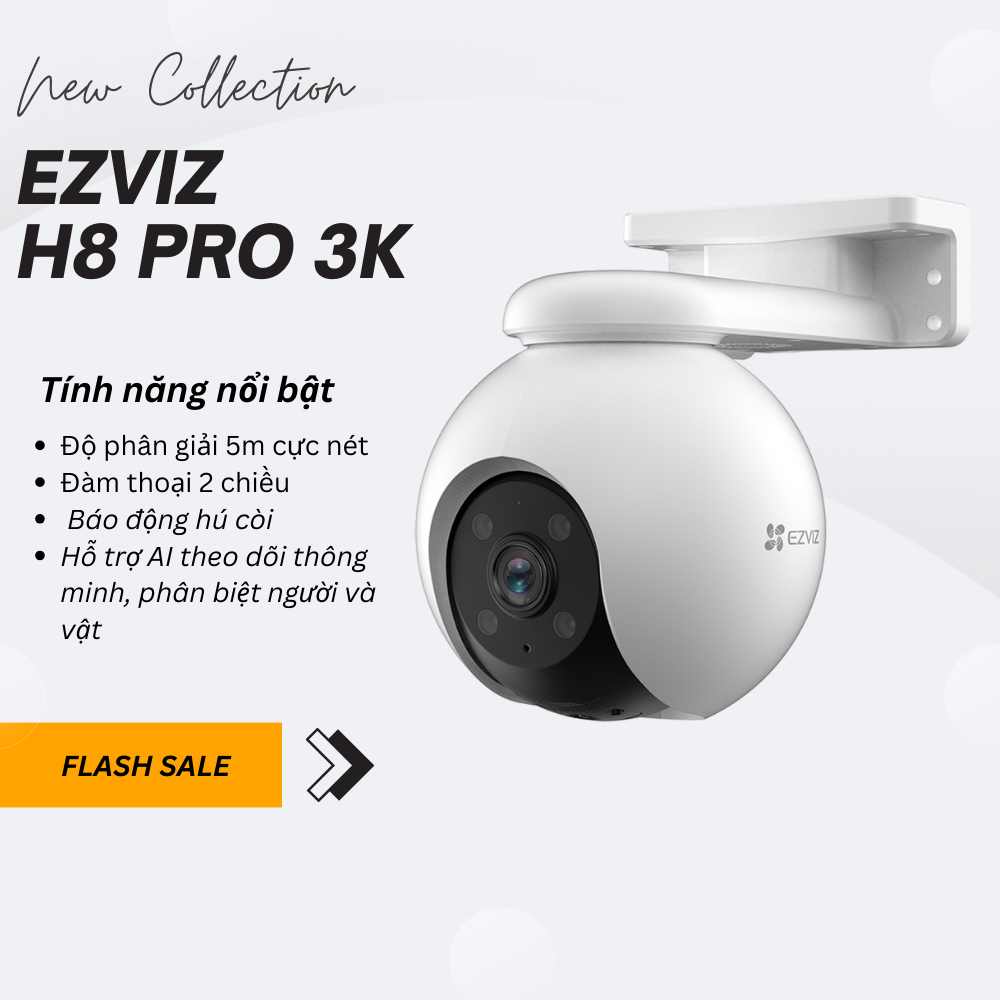 Ảnh Camera WIFI ngoài trời siêu nét EZVIZ H8 2K 3K XOAY 360 ĐÀM THOẠI 2 CHIỀU, MÀU ĐÊM 1