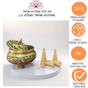Lư bằng đồng xông nụ trầm hương, kích thước 10x12cm,-Trầm Hương Hội An.