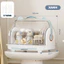Khay, Giá úp bình sữa 9BABY có nắp đậy vệ sinh cho mẹ và bé màu xanh