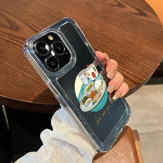 Ốp lưng iphone trong suốt siêu dày cơm gia đình viền vuông nút bấm kim loại dành cho ip 6 đến 16promax - sd2540