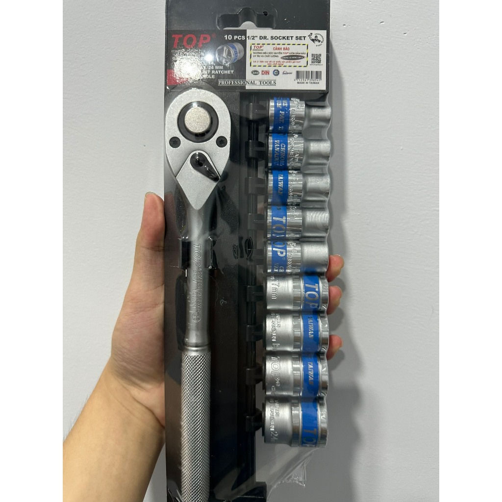 Bộ típ 10 món, Bộ đầu tuýt 10 chi tiết cần tự động 1/2  thương hiệu Top chính hãng