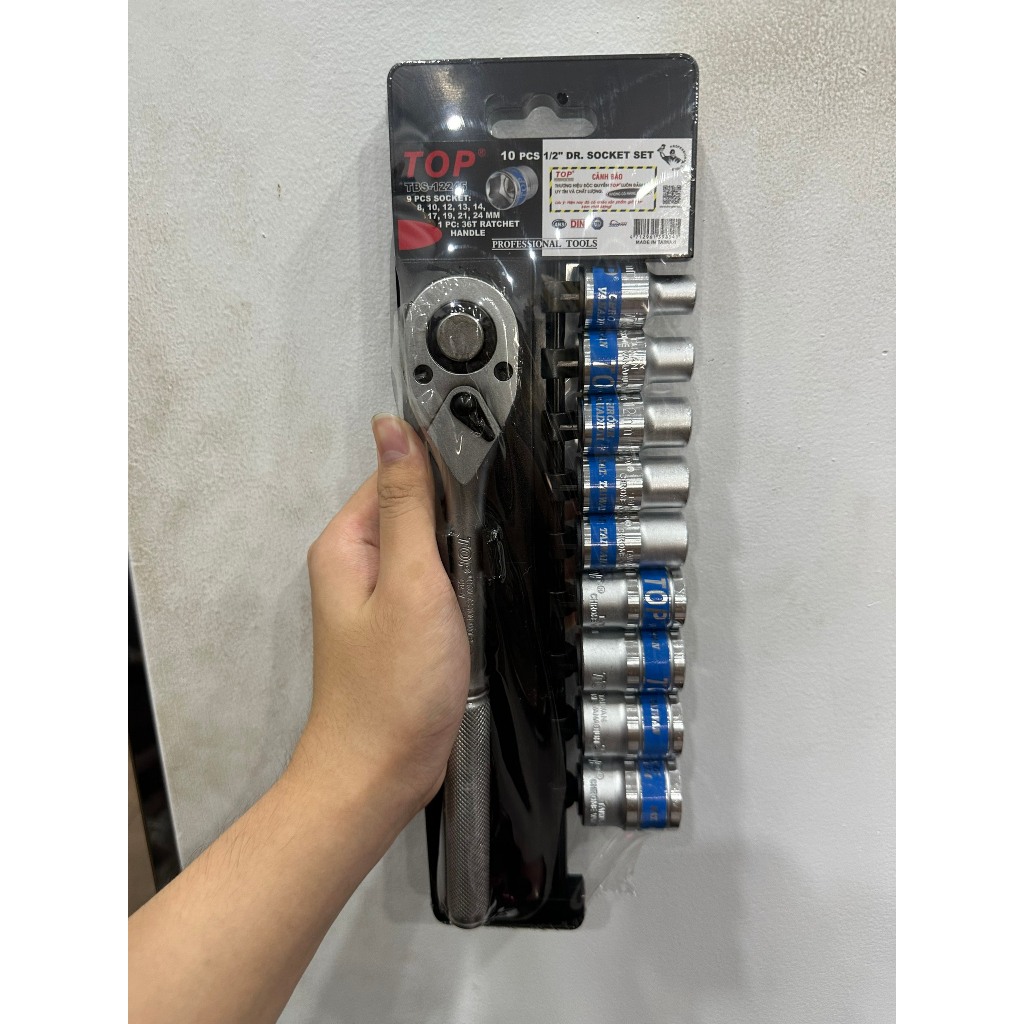 Bộ típ 10 món, Bộ đầu tuýt 10 chi tiết cần tự động 1/2  thương hiệu Top chính hãng