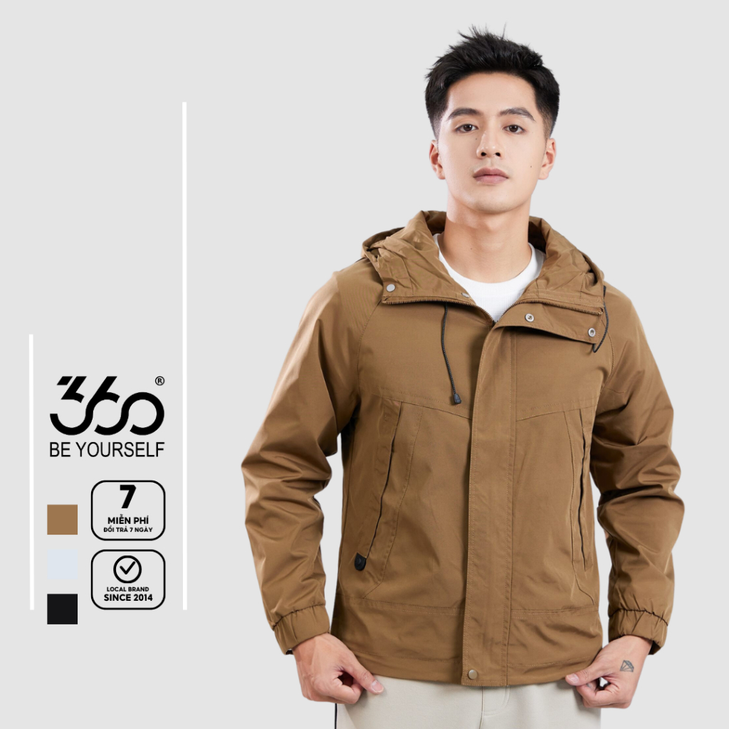 Áo Khoác gió Nam dây rút 2 lớp thương hiệu 360 Boutique chất liệu cao cấp dày dặn chống nước – AKGTK403