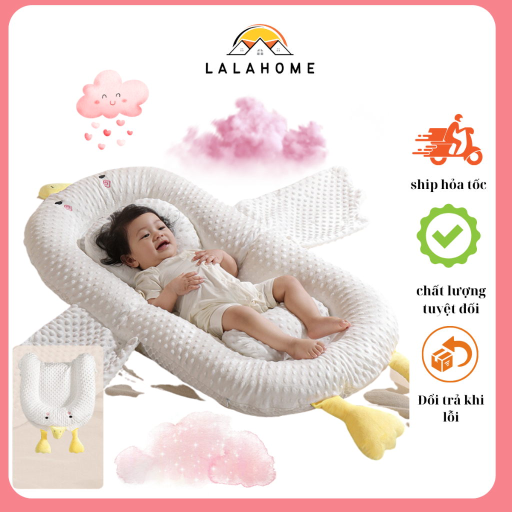 Nôi cho bé, Nôi ngỗng trắng lớn kèm gối và chặn, Đệm ngủ hình ngỗng ...