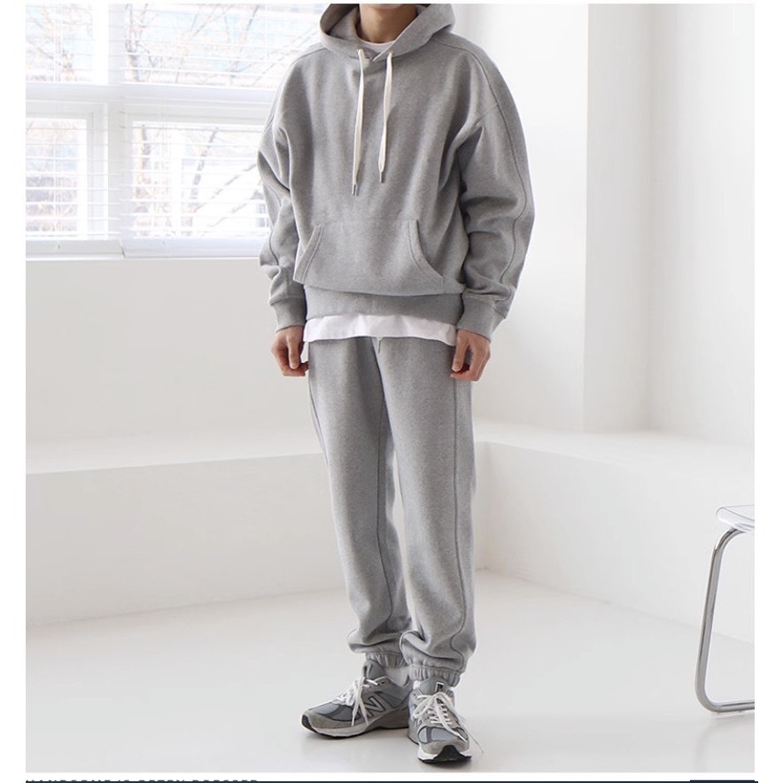 Set Nỉ Thể Thao Hoodie Trơn  Phối Mũ Sành Điệu, Chất Liệu Nỉ Ngoại Mềm Mịn Thấm Hút Mồ Hôi Cực Tốt