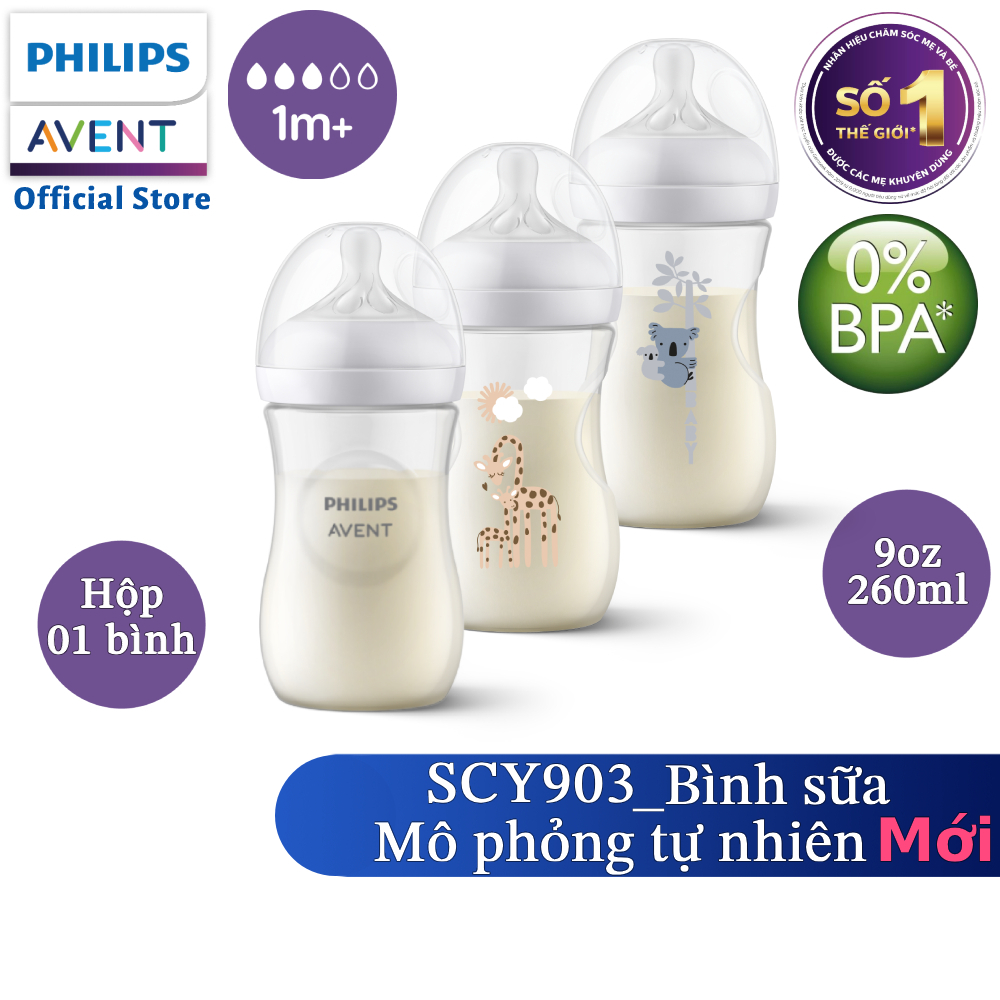 Ảnh Philips Avent Bình sữa mô phỏng tự nhiên 260ml mới SCY903/01 SCY903/66 SCY903/67 1