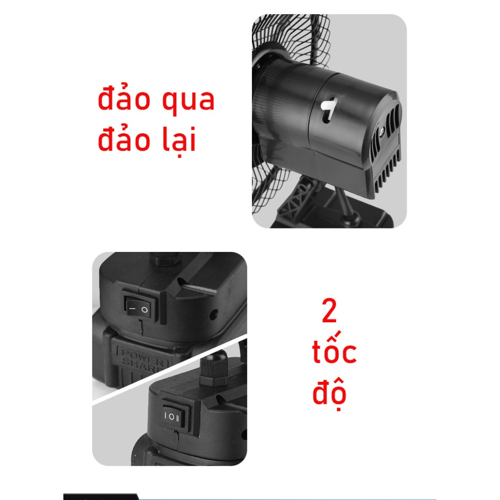Thân quạt chạy pin 8inch chân pin phổ thông 2 tốc độ có đảo chiều ( Chưa Pin Sạc )