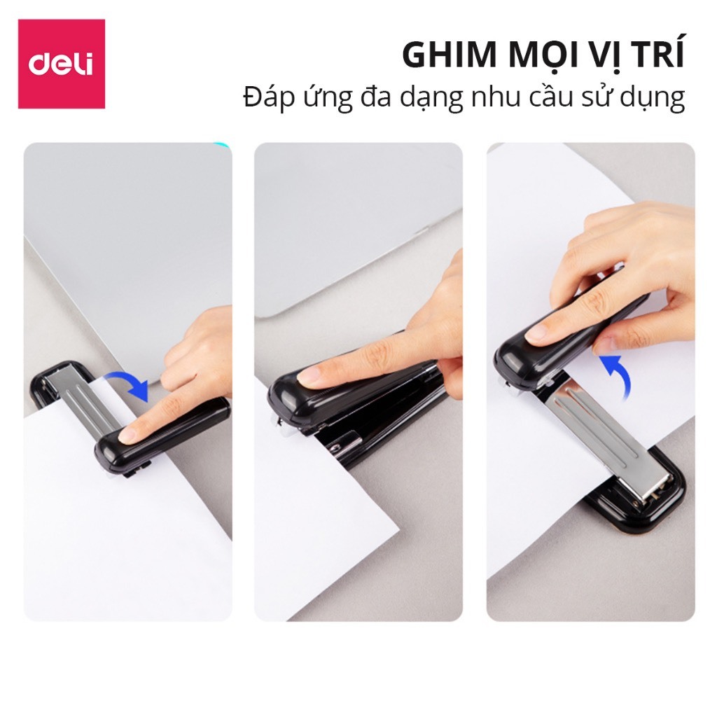 (E0414 - GHIM NO.3) Bấm Kim - Ghim xoay 3 chiều 25 trang Deli cao cấp ...