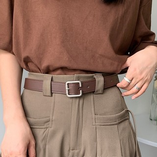 Thắt lưng nữ Ulzzang mặt vuông đơn giản, dây nịt học sinh unisex thời trang Broobelt bản 2.8cm
