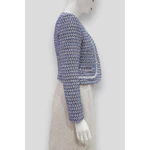 [ Chính hãng ] Vest nữ ngắn viền inside tay dài 2l - xanh trắng - tweed - DE THUONG — ảnh 4