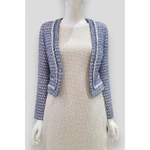 [ Chính hãng ] Vest nữ ngắn viền inside tay dài 2l - xanh trắng - tweed - DE THUONG — ảnh 3