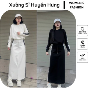 Sét Bộ Nữ Thể Thao Bộ áo Crotop 3 SỌC Phối Chân Váy sọc ( có túi xẻ sau , áo dây rút bên trong sườn) chất UMI by- MS02