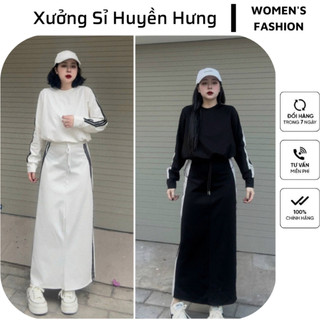 Sét Bộ Nữ Thể Thao Bộ áo Crotop 3 SỌC Phối Chân Váy sọc ( có túi xẻ sau , áo dây rút bên trong sườn) chất UMI by- MS02