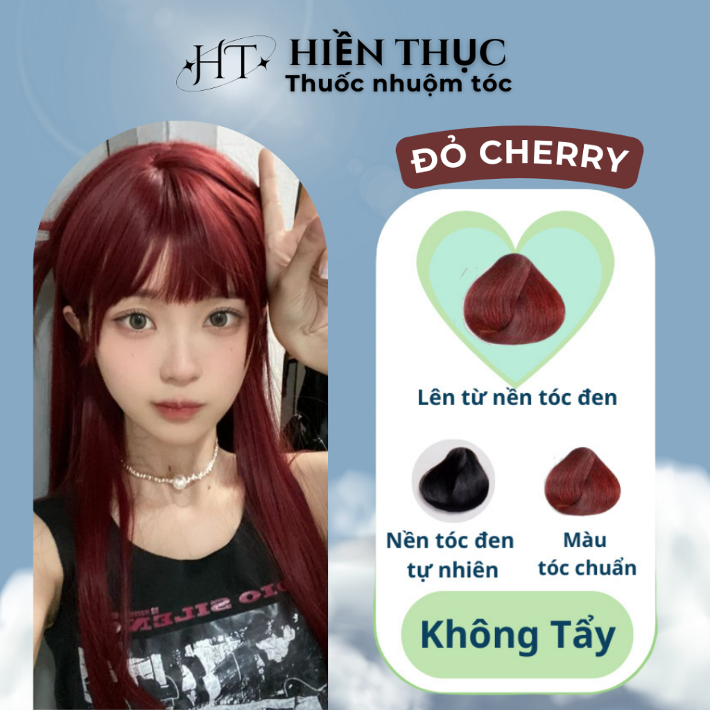 Thuốc nhuộm tóc màu Đỏ Cherry tặng kèm dụng cụ nhuộm | Thuốc nhuộm tóc Hiền Thục