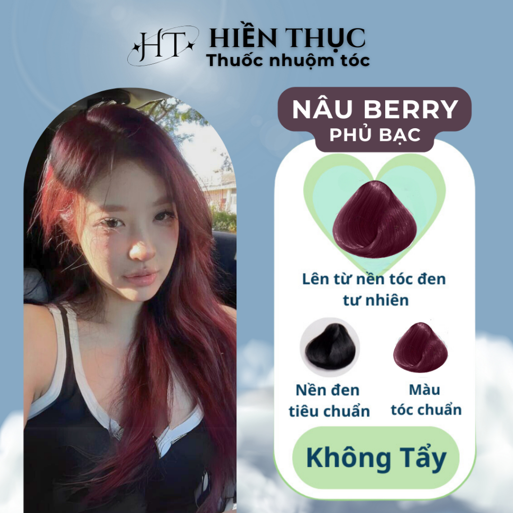 Thuốc nhuộm tóc màu Nâu Berry tặng kèm dụng cụ nhuộm | Thuốc nhuộm tóc Hiền Thục