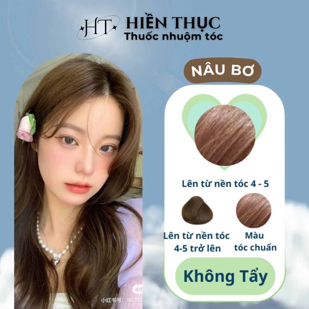 Thuốc nhuộm tóc màu Nâu Bơ tặng kèm dụng cụ nhuộm | Mỹ phẩm Hiền Thục