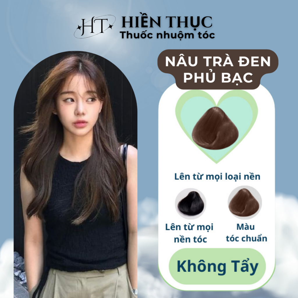 Thuốc nhuộm tóc Nâu Trà Đen tặng kèm dụng cụ nhuộm | Thuốc nhuộm tóc Hiền Thục