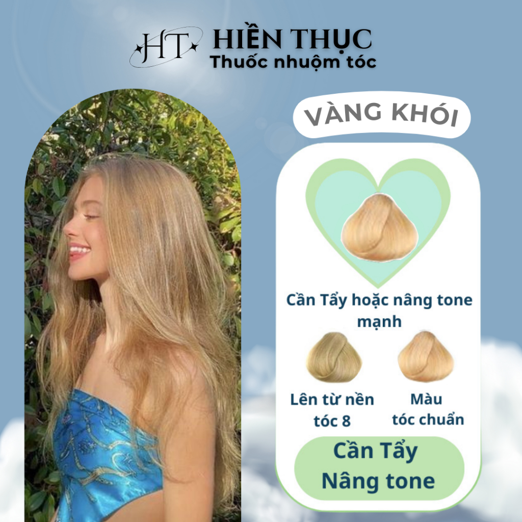 Thuốc nhuộm tóc màu Vàng Khói tặng kèm dụng cụ nhuộm | Thuốc nhuộm tóc Hiền Thục