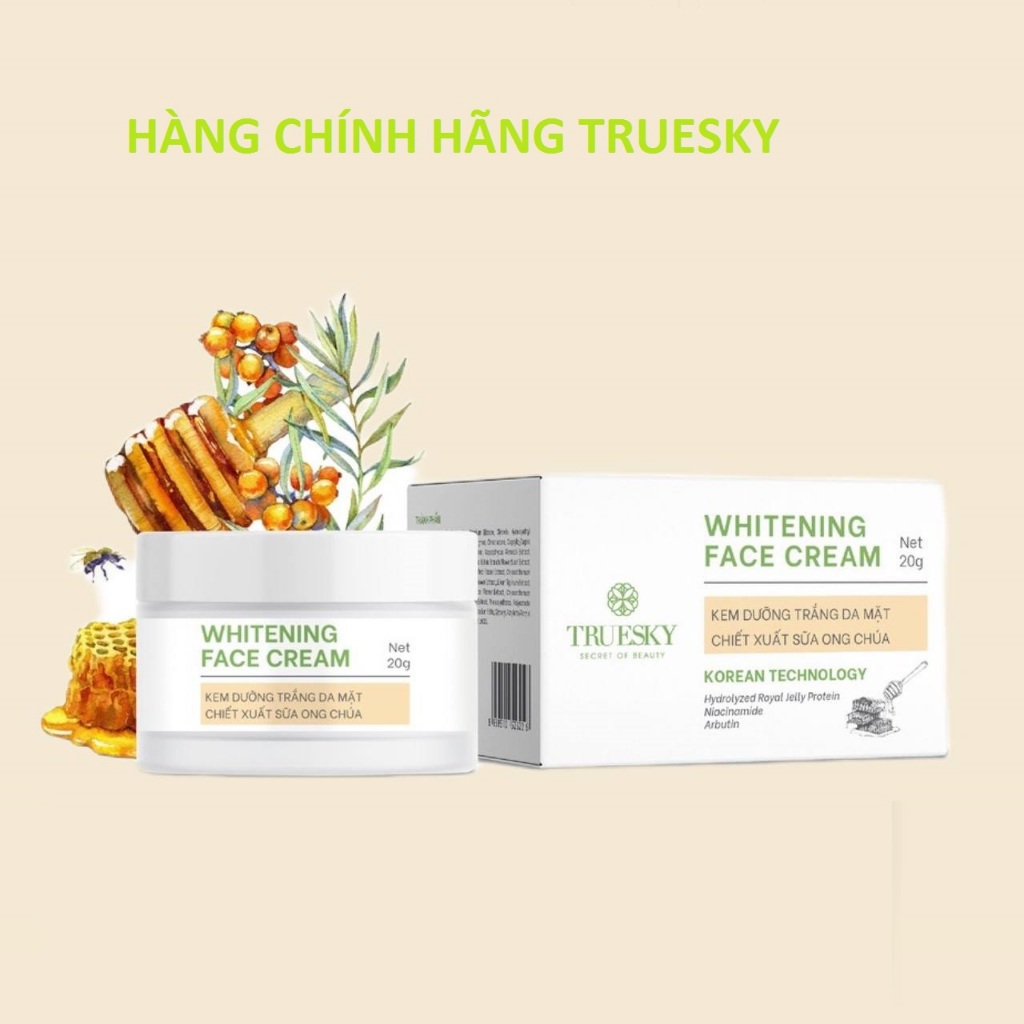 [chính hãng] Kem dưỡng trắng da mặt chiết xuất sữa ong chúa Truesky Whitening Face Cream 20g