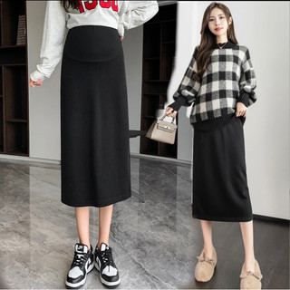 Chân váy bầu chữ A, chất umi hàn xẻ tà sau thời trang công sở cho Mom