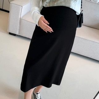 Chân váy bầu chữ A, chất umi hàn xẻ tà sau thời trang công sở cho Mom