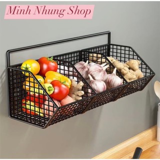 Kệ Đựng Hành Tỏi Gắn Tường Bằng Thép Sơn Tĩnh Điện - Tiện Lợi Cho Nhà Bếp, Tặng Kèm Miếng Dán