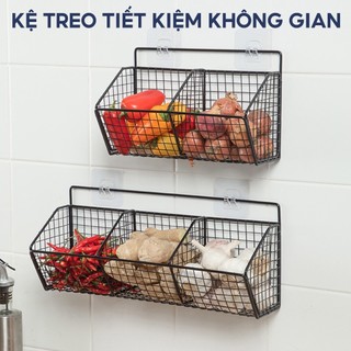 Kệ Đựng Hành Tỏi Gắn Tường Bằng Thép Sơn Tĩnh Điện - Tiện Lợi Cho Nhà Bếp, Tặng Kèm Miếng Dán
