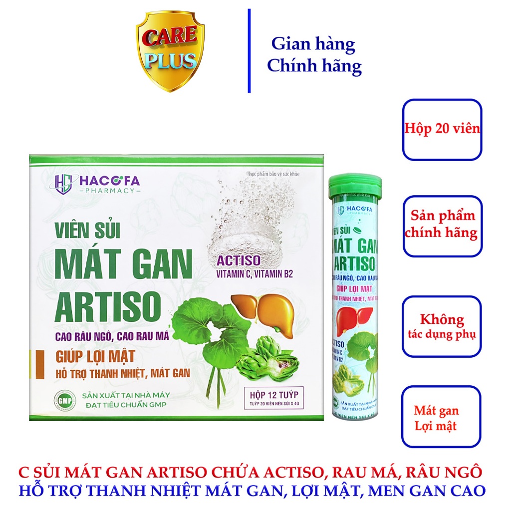 Viên Sủi Mát gan Artiso chứa Actiso, Râu ngô, Rau má, Vitamin C ...