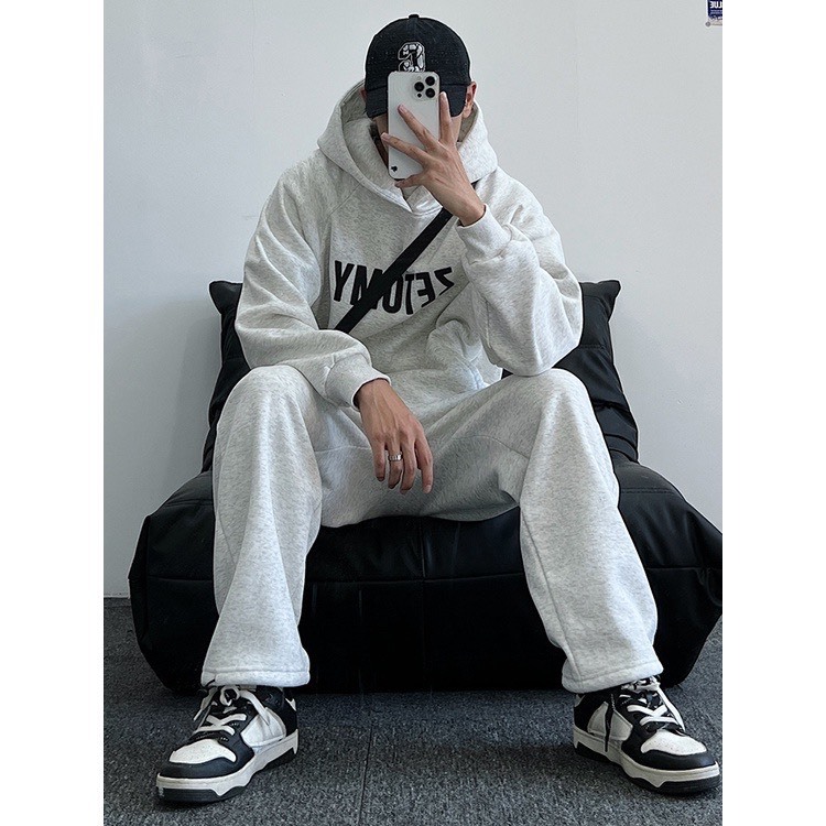 Bộ Nỉ Thể Thao Hoodie Phối Chữ ZETOMY Sành Điệu, Chất Liệu Nỉ Ngoại Mềm Mịn Thấm Hút Mồ Hôi Cực Tốt