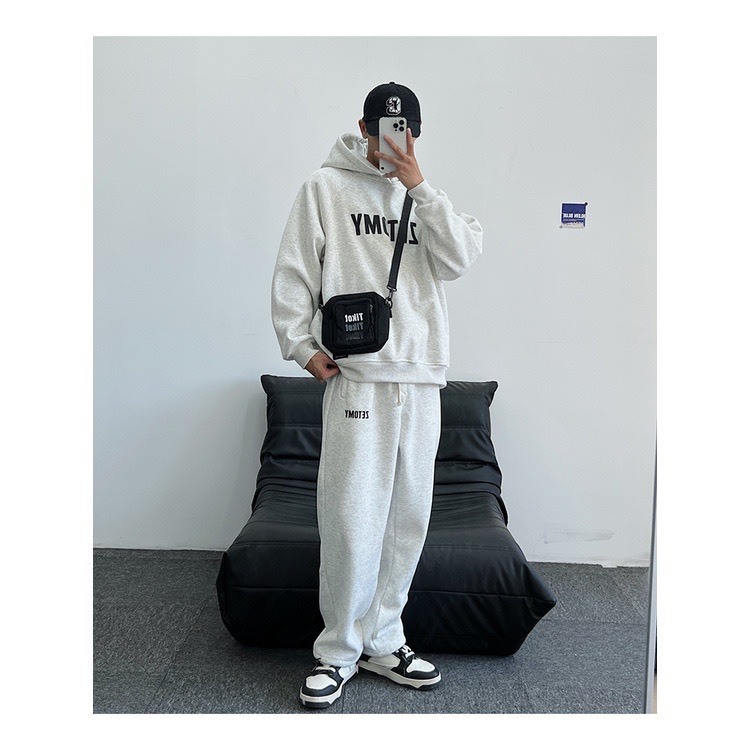 Bộ Nỉ Thể Thao Hoodie Phối Chữ ZETOMY Sành Điệu, Chất Liệu Nỉ Ngoại Mềm Mịn Thấm Hút Mồ Hôi Cực Tốt