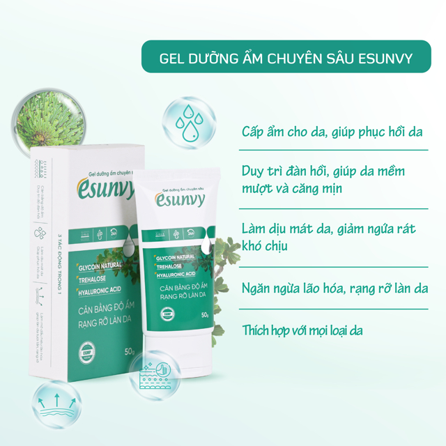 Ảnh Gel Dưỡng Ẩm Chuyên Sâu ESUNVY chứa Hyaluronic (HA) Phục Hồi Da, Duy Trì Độ Đàn Hồi và Cải Thiện Lão Hóa tuýp 50G TMP043 1