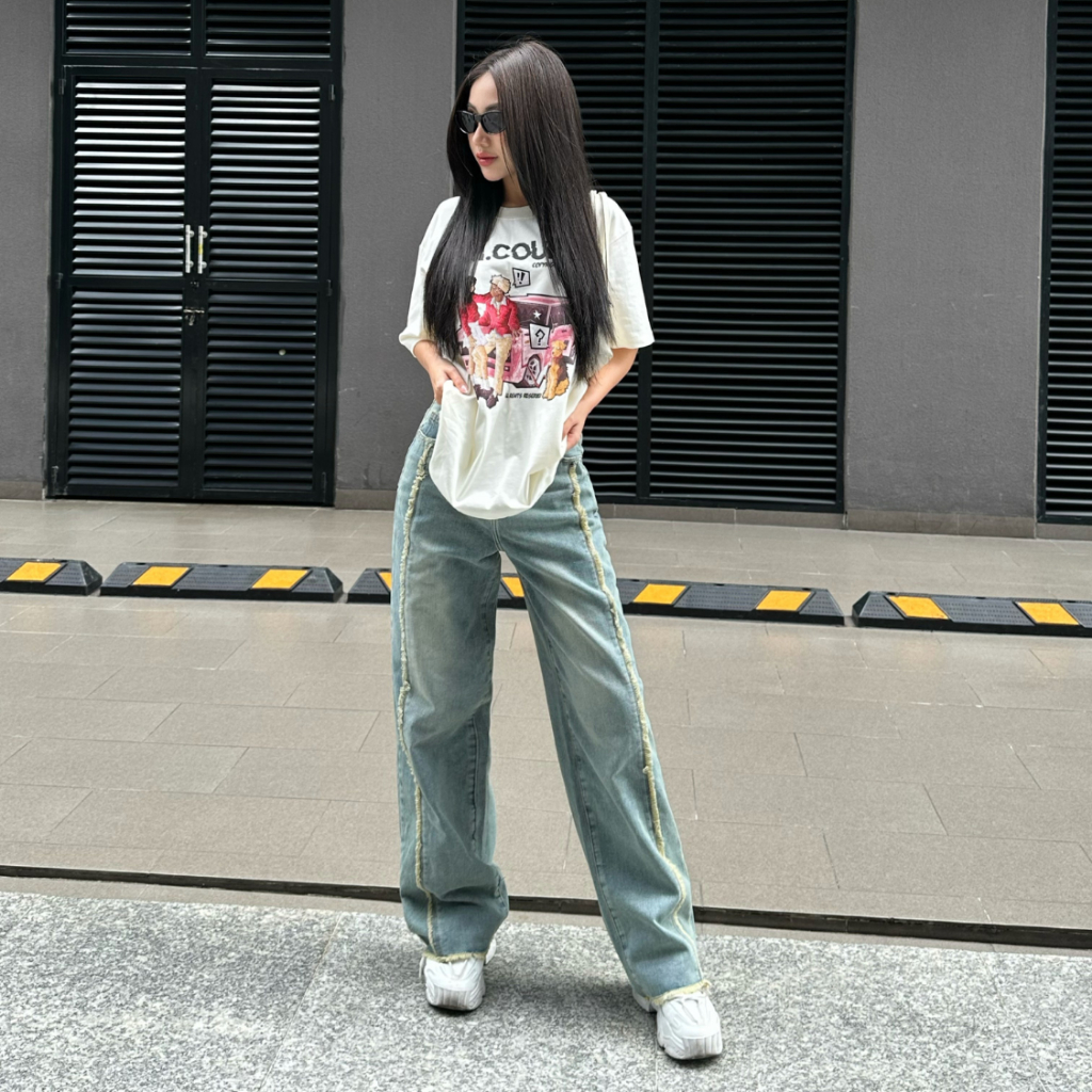 Quần jean Nữ ống rộng túi kiểu Streetstyle Jeans -TiQi Jeans B2-316