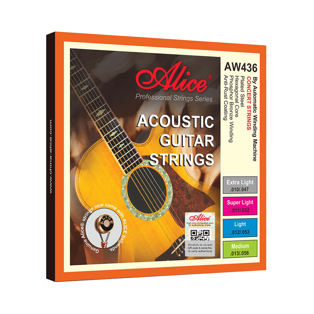 Bộ Dây đàn Guitar Acoustic Alice Aw436 Plated Steel Plain String