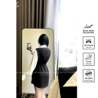 Set áo sơ mi tay phồng phối áo vest liền cao cấp LUST chất liệu dày dặn thiết kế đẹp - M141
