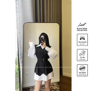 Set áo sơ mi tay phồng phối áo vest liền cao cấp LUST chất liệu dày dặn thiết kế đẹp - M141