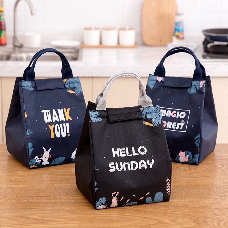 Túi giữ nhiệt đựng hộp cơm bento, túi giữ nóng, lạnh cho thức ăn có quai xách tiết lợi, thiết kế độc đáo, bắt mắt