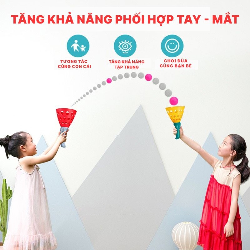 Đồ chơi cốc bắn bóng vui nhộn cho bé,Cốc hứng bóng vận động ngoài trời, trong nhà thú vị cho bé