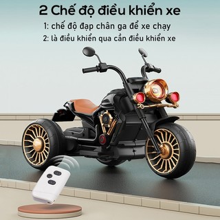 Xe Máy Điện Cho Bé Cao Cấp, Có Nhạc, Đèn Và Điều Khiển Từ Xa - Xe Motor Điện 3 Bánh Động Cơ 6v6 - Kết Nối Bluetooth