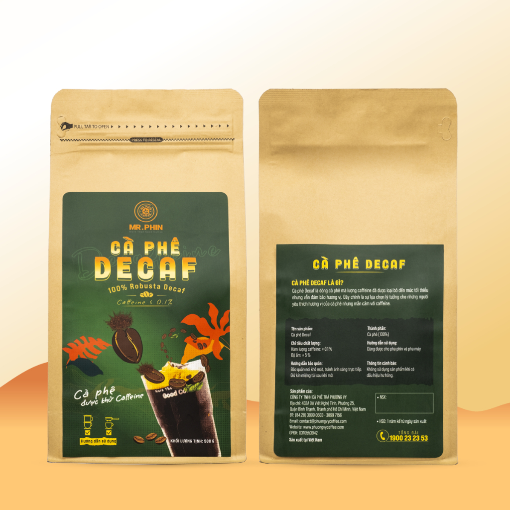 Cà Phê Decaf cao cấp 500g, Cà phê Robusta tách caffeine dành cho người nhạy cảm caffeine, không lo mất ngủ