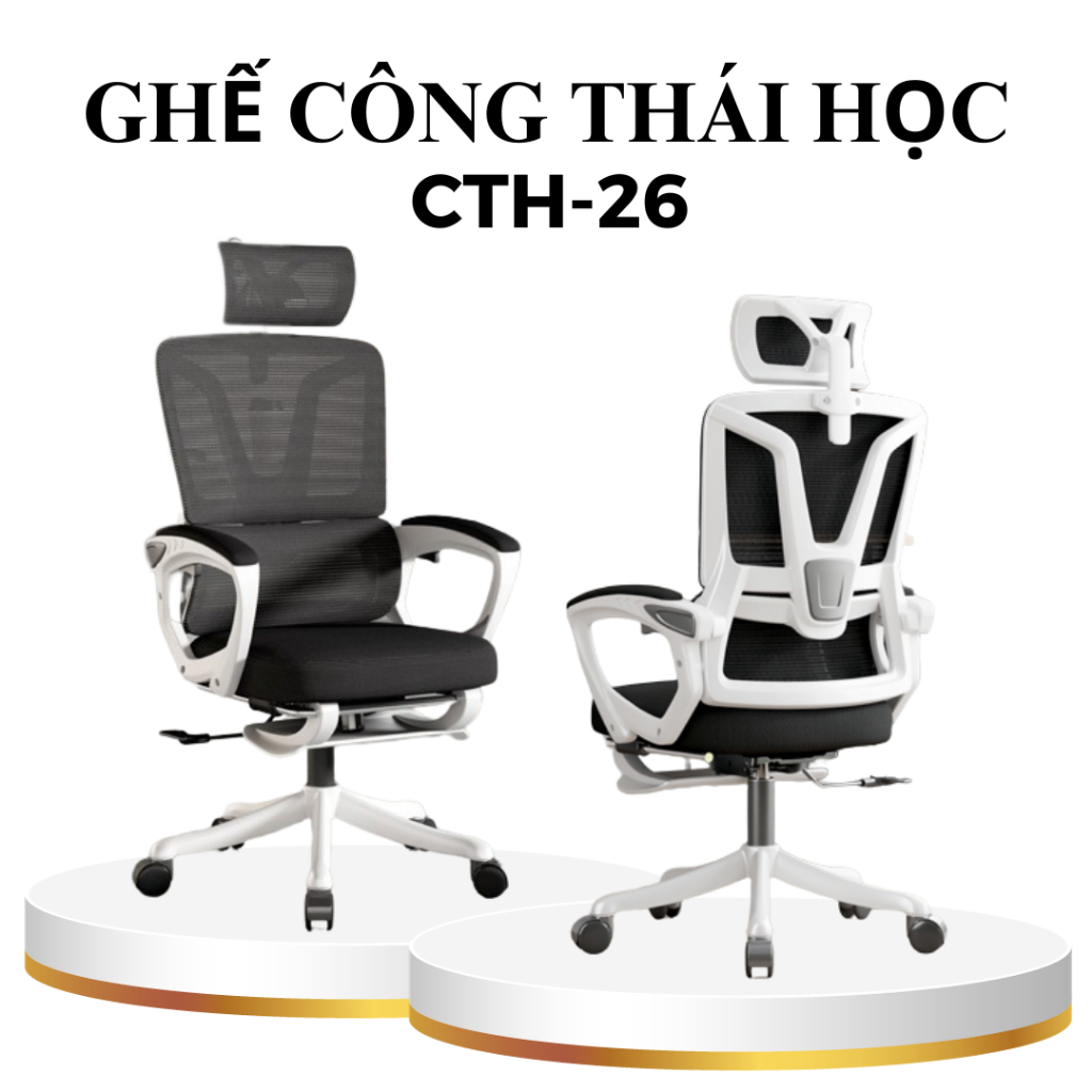 Ghế Công Thái Học, Ghế Xoay Văn Phòng  CTH-26 Anzani Có Tựa Cổ - Gác Chân Ngả Lưng Tiện Ích | BigBuy360 - bigbuy360.vn