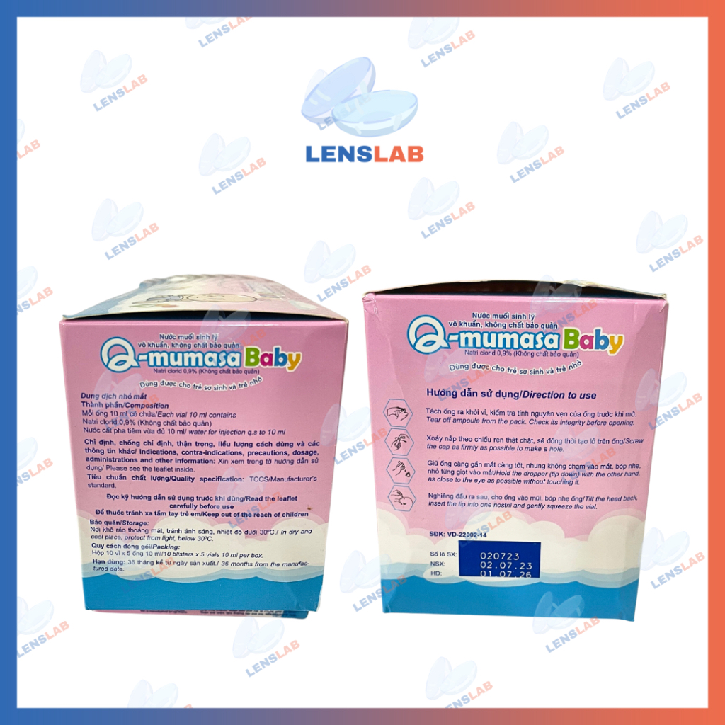 Nước muối sinh lý rửa mắt, mũi Q- Mumasa Baby không chất bảo quản cho bé