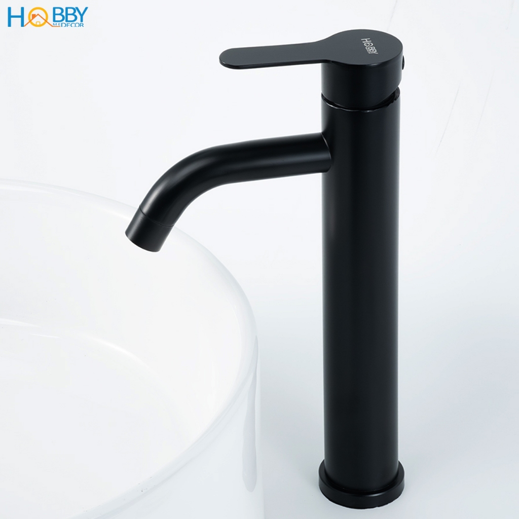 Vòi rửa mặt nóng lạnh mẫu cao inox 304 sơn đen Hobby home decor VRM8