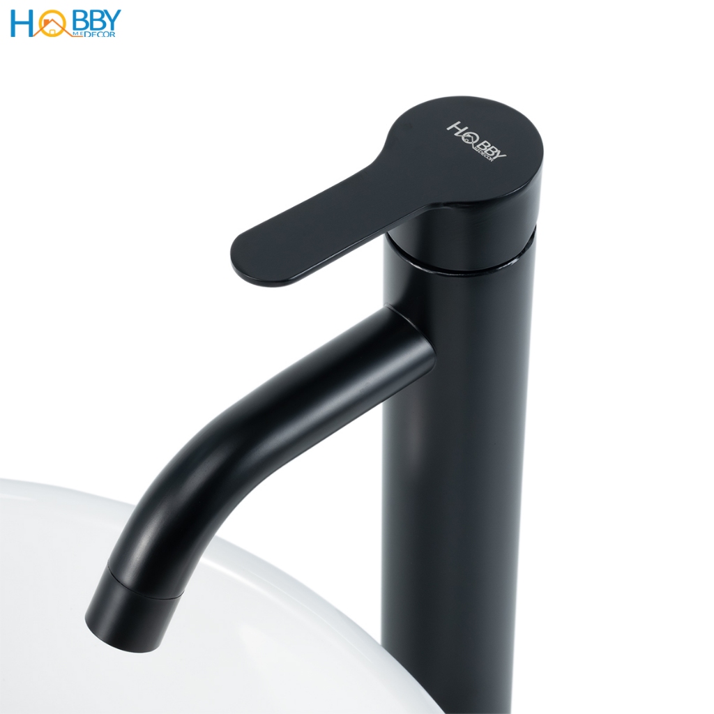 Vòi rửa mặt nóng lạnh mẫu cao inox 304 sơn đen Hobby home decor VRM8
