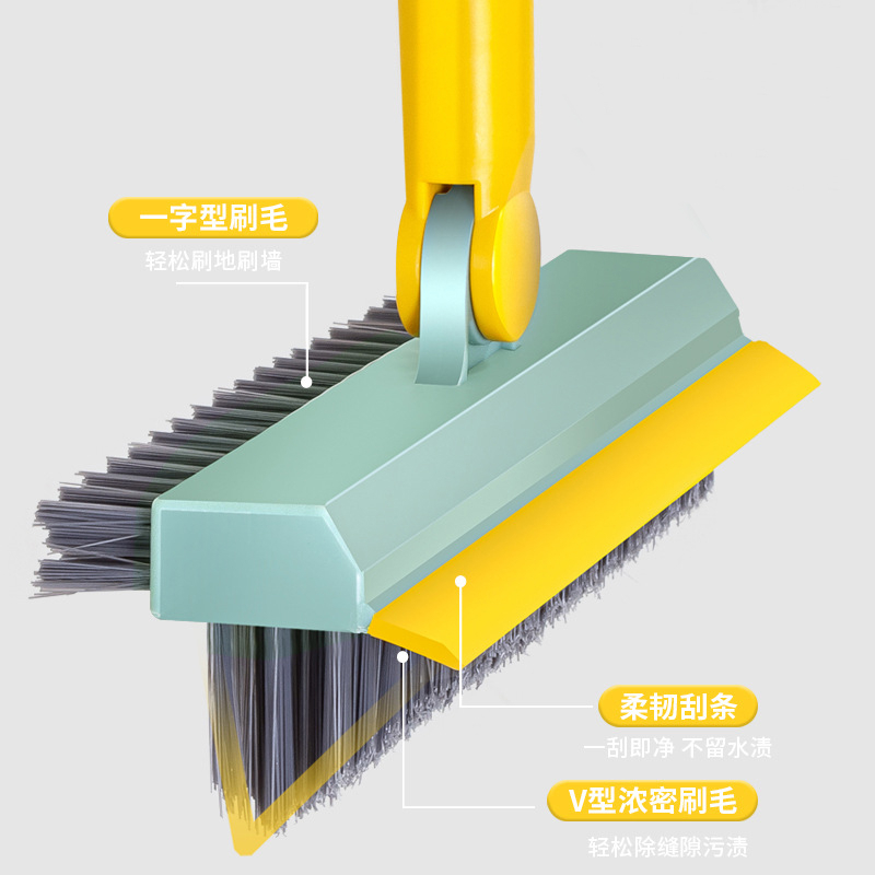 Chổi Chà Sàn Nhà Tắm Kết Hợp 3 IN 1 Gồm 2 Đầu Chải 1 Đầu Cạo Sạch Nước, Vệ Sinh Được Mọi Góc Nhà