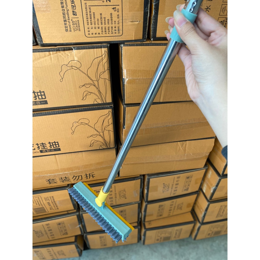 Chổi Chà Sàn Nhà Tắm Kết Hợp 3 IN 1 Gồm 2 Đầu Chải 1 Đầu Cạo Sạch Nước, Vệ Sinh Được Mọi Góc Nhà